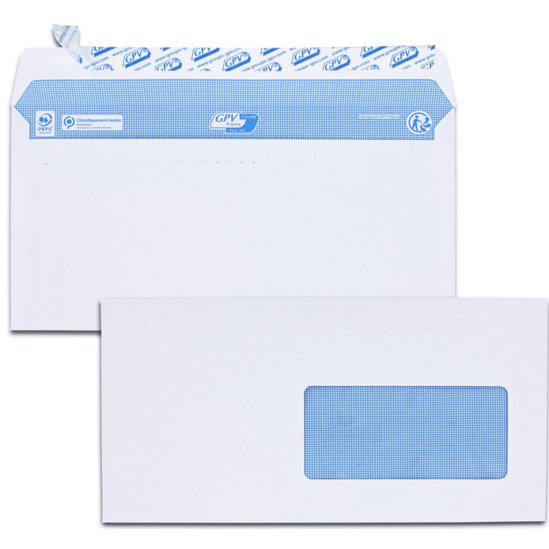 Enveloppes GPV C6, 114 × 162 mm, blanc, 200 pièces